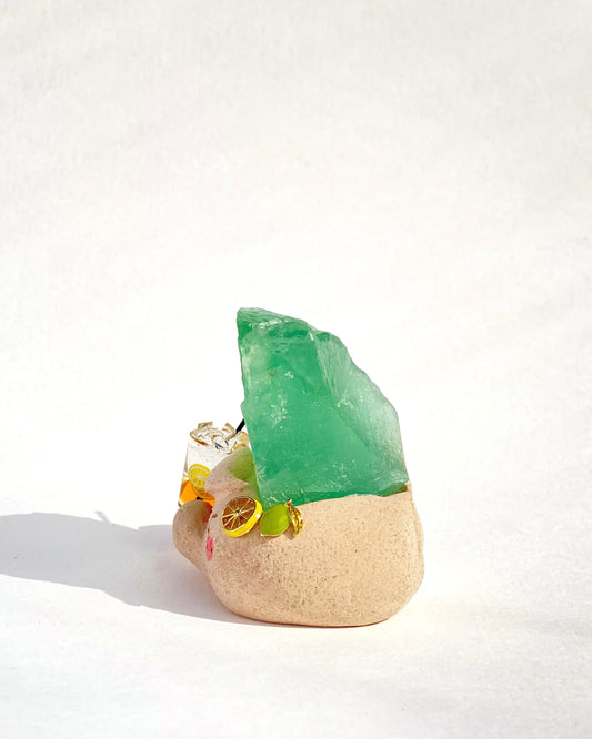 Zesty Bean – Handmade Green Fluorite Crystal Figurine