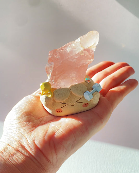 Flexi Bean – Handmade Rose Quartz Crystal Figurine
