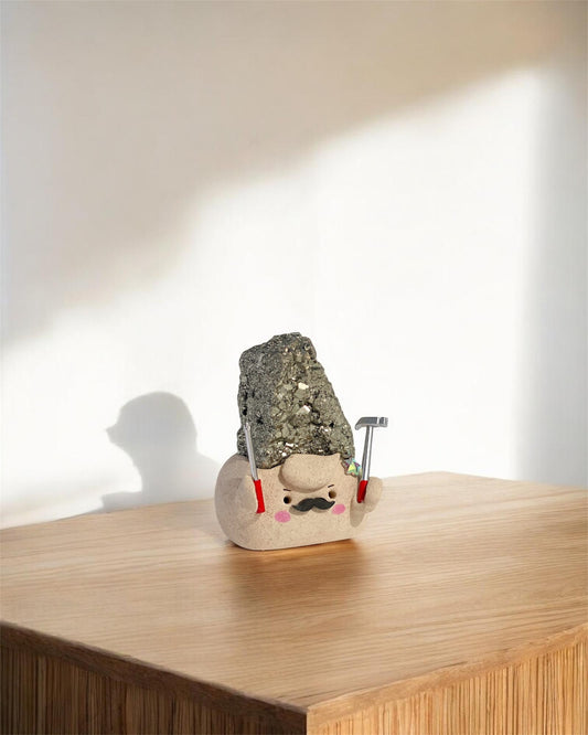 Daddy Bean – Handmade Pyrite Crystal Figurine