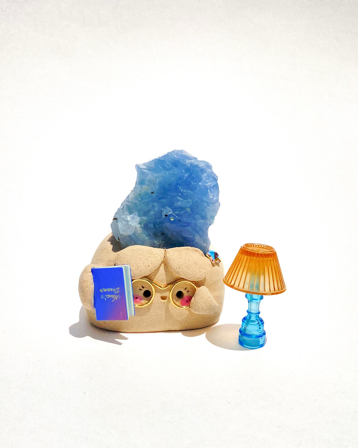 Little Luna Bean- Handmade Blue Calcite Crystal Figurine