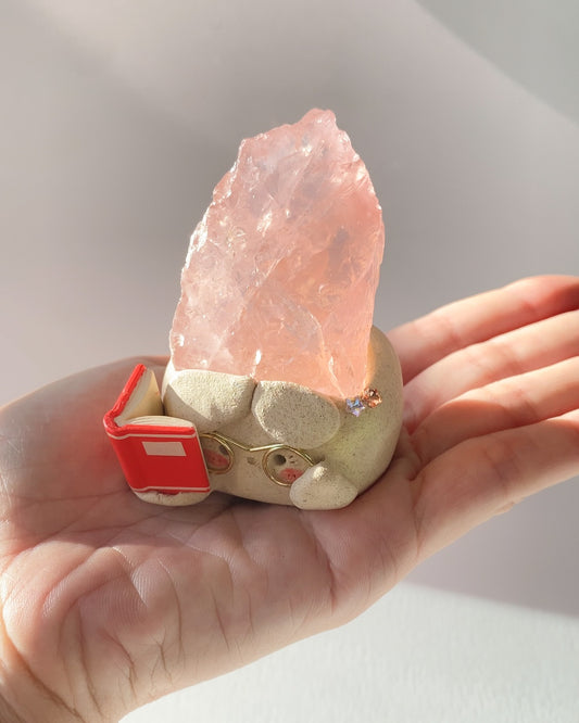 Luna Bean – Handmade Rose Quartz Crystal Figurine