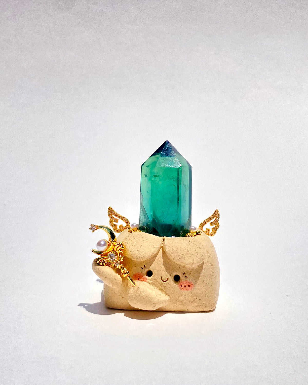Little Angel Bean – Handmade Emerald Crystal Figurine