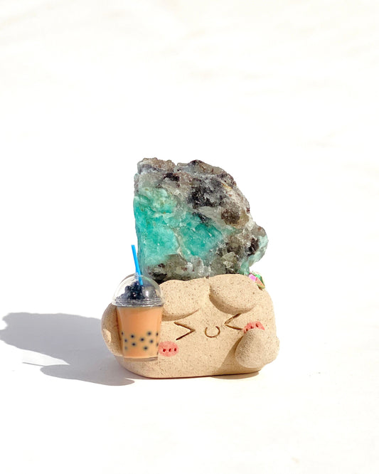 Boba Bean – Handmade Amazonite Crystal Figurine