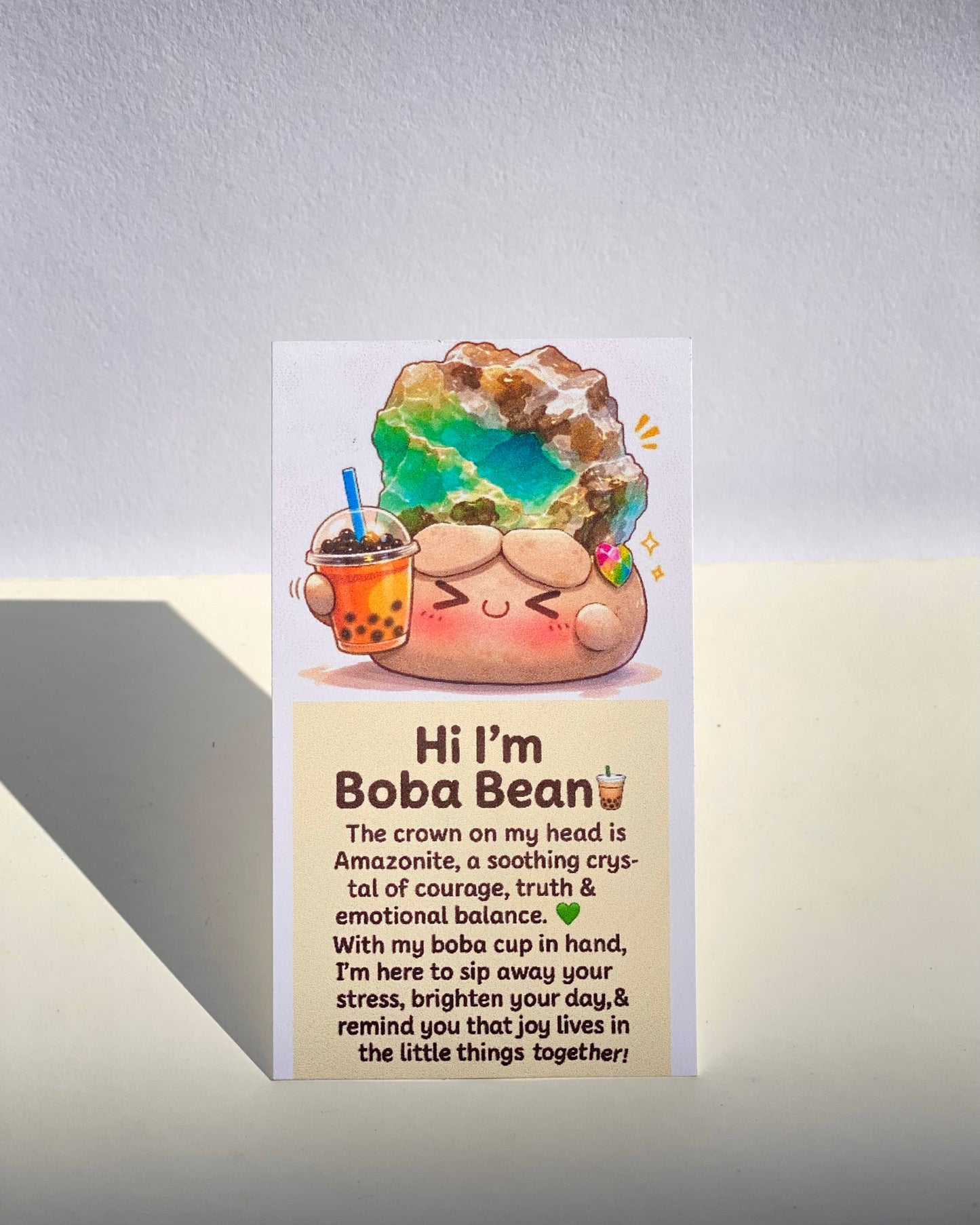 Boba Bean – Handmade Amazonite Crystal Figurine