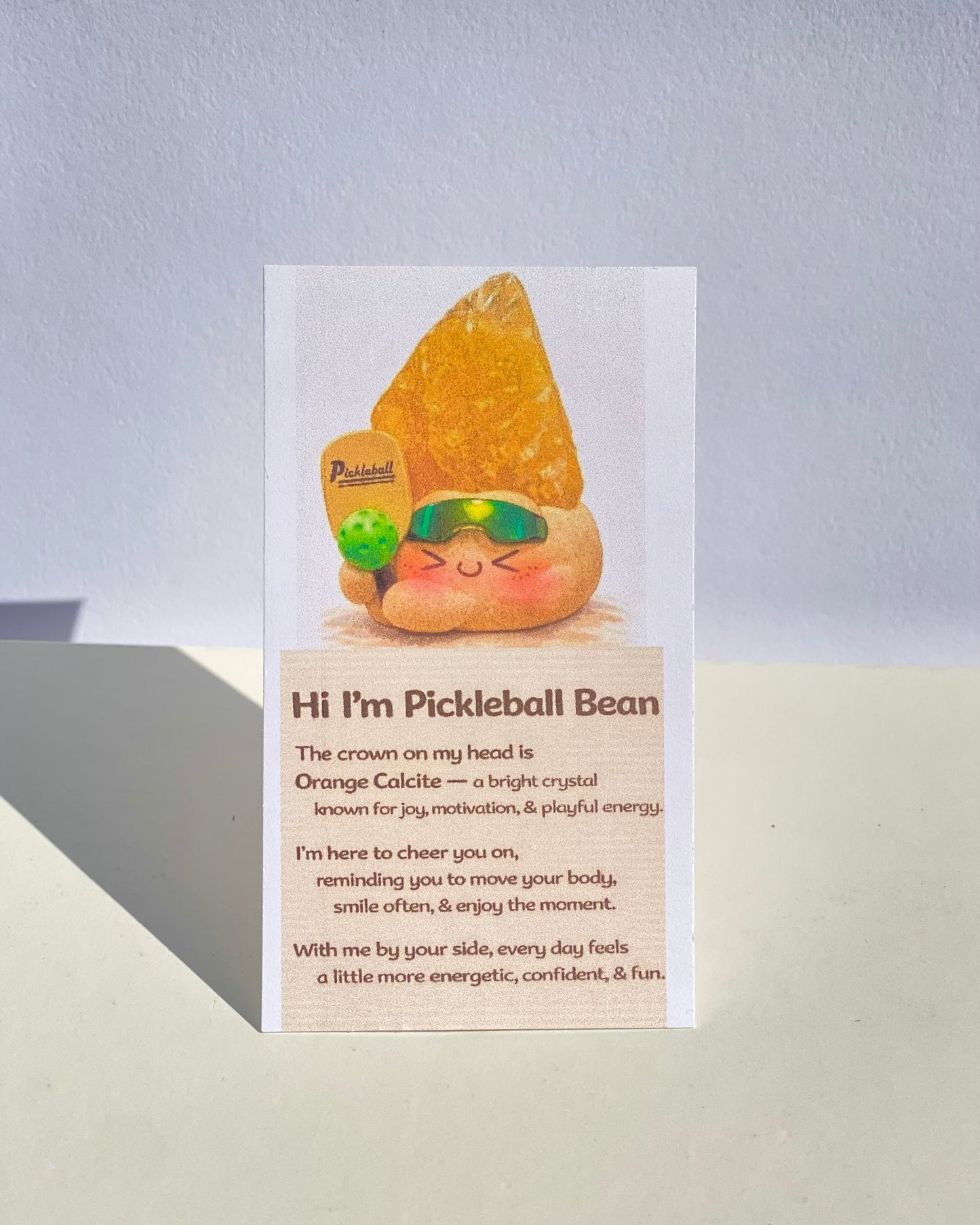 Pickleball Bean – Handmade Orange Calcite Crystal Figurine
