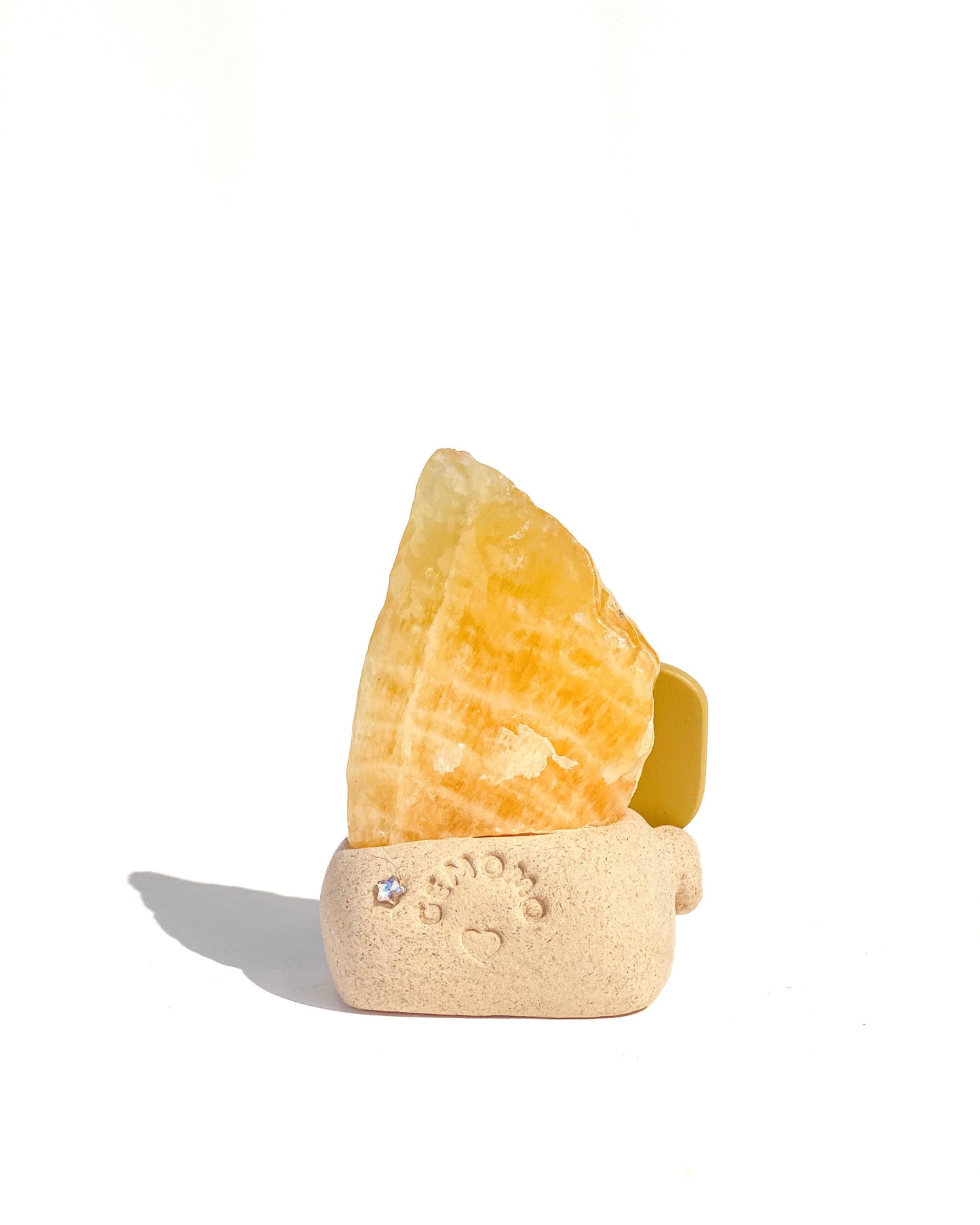 Pickleball Bean – Handmade Orange Calcite Crystal Figurine