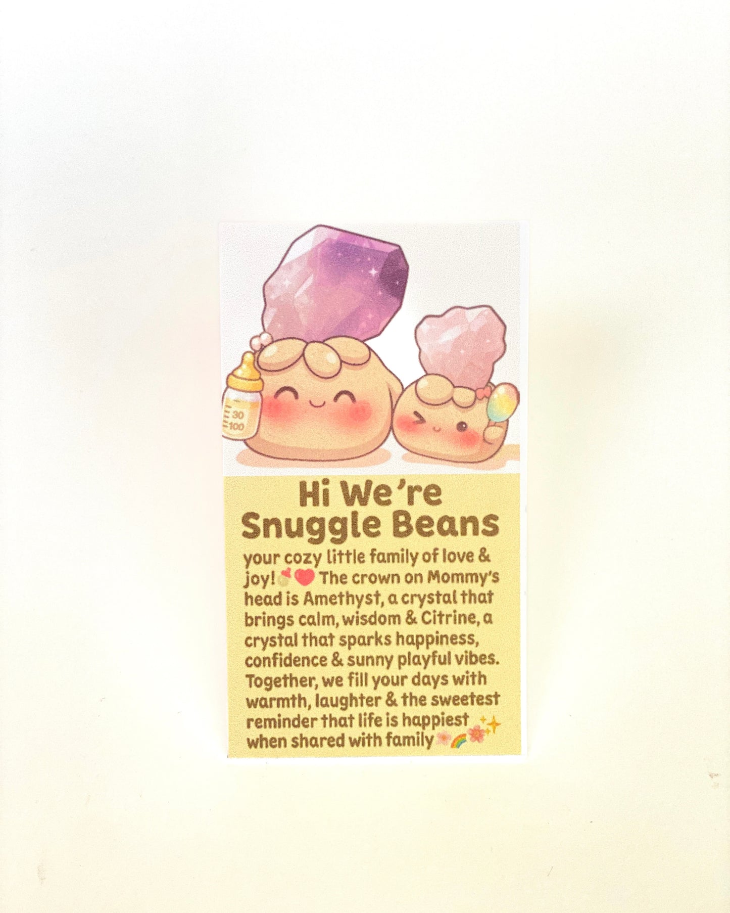 Snuggle Bean – Handmade Amethyst & Rose Quartz Crystal Figurine Set