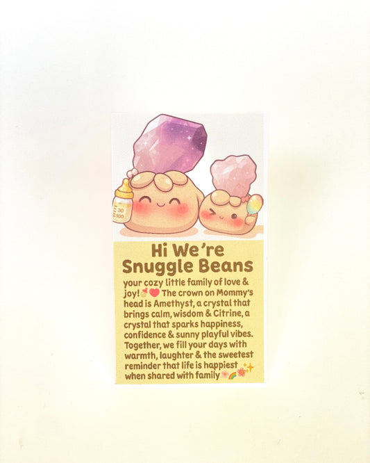 Snuggle Bean – Handmade Amethyst & Rose Quartz Crystal Figurine Set