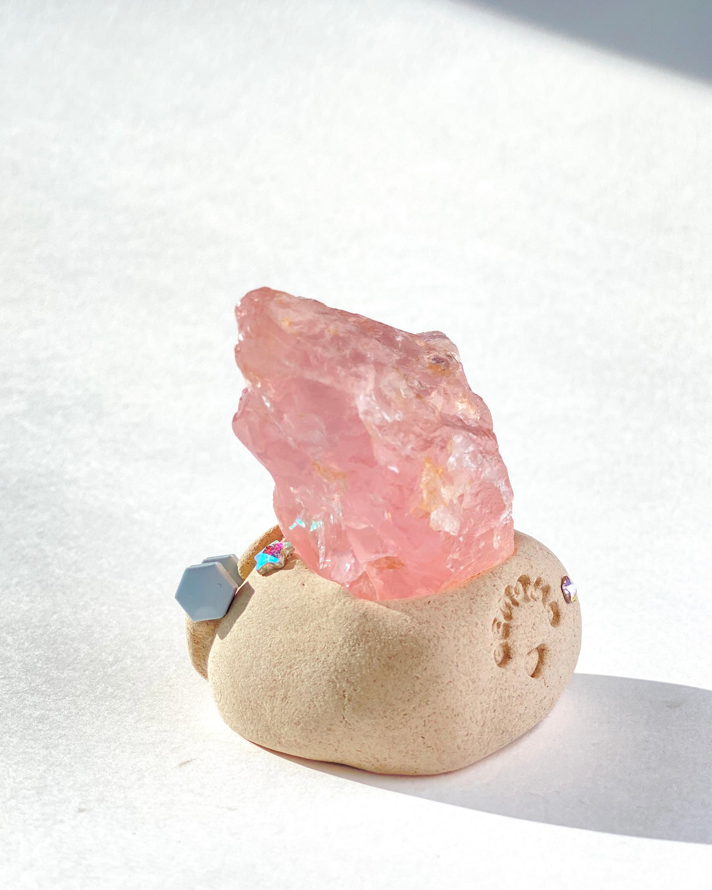 Flexi Bean – Handmade Rose Quartz Crystal Figurine