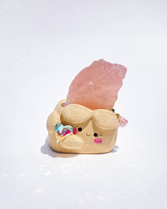 Little Love Bean – Handmade Rose Quartz Crystal Figurine
