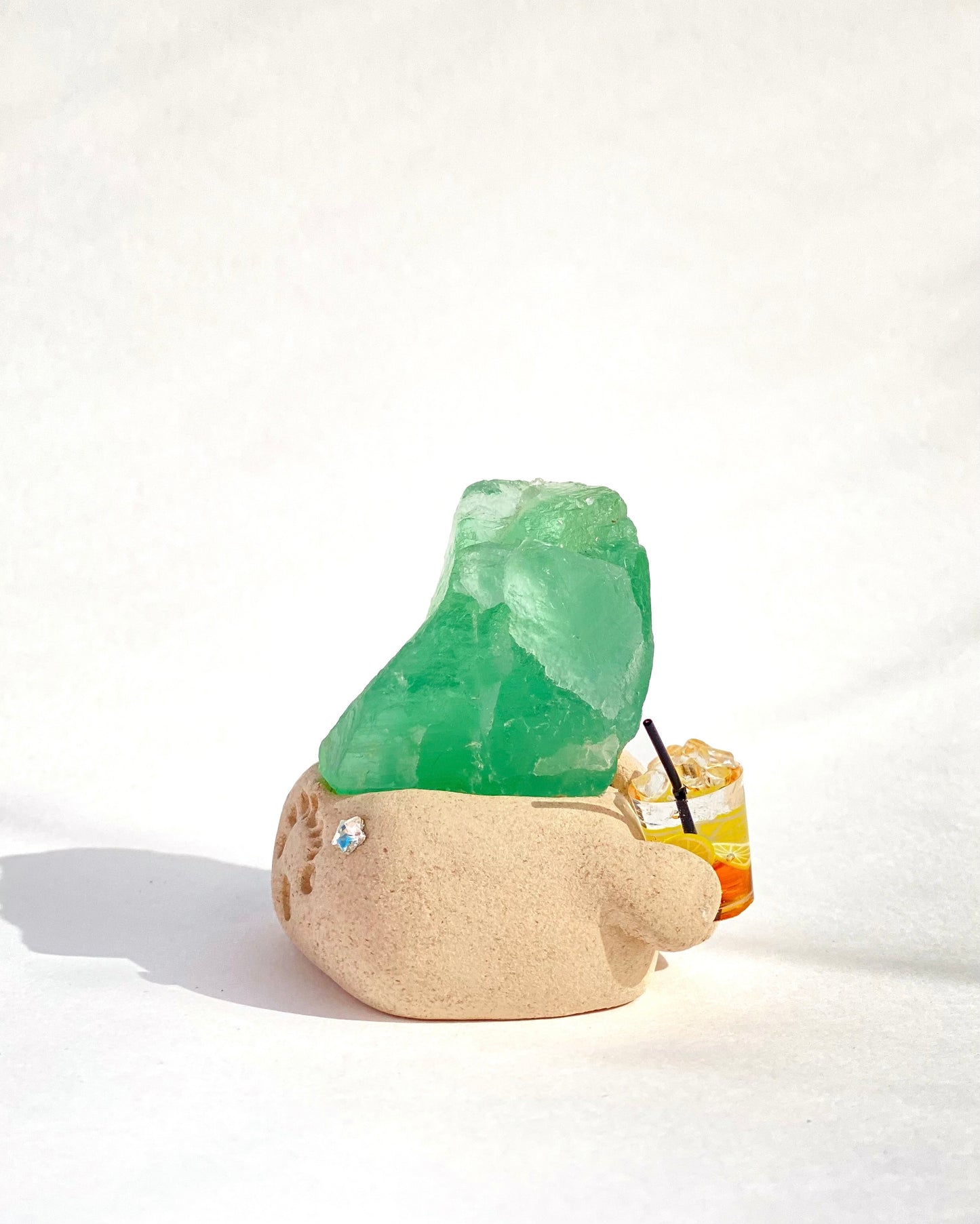 Zesty Bean – Handmade Green Fluorite Crystal Figurine