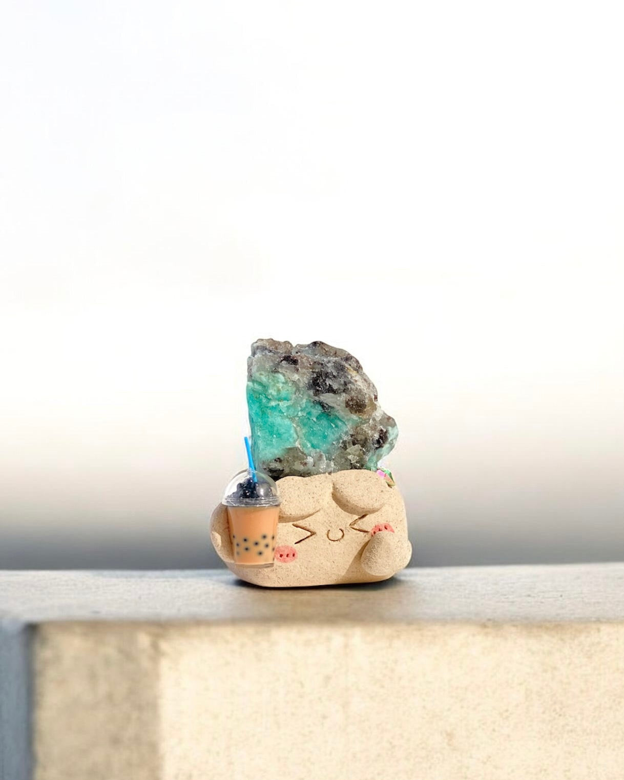 Boba Bean – Handmade Amazonite Crystal Figurine