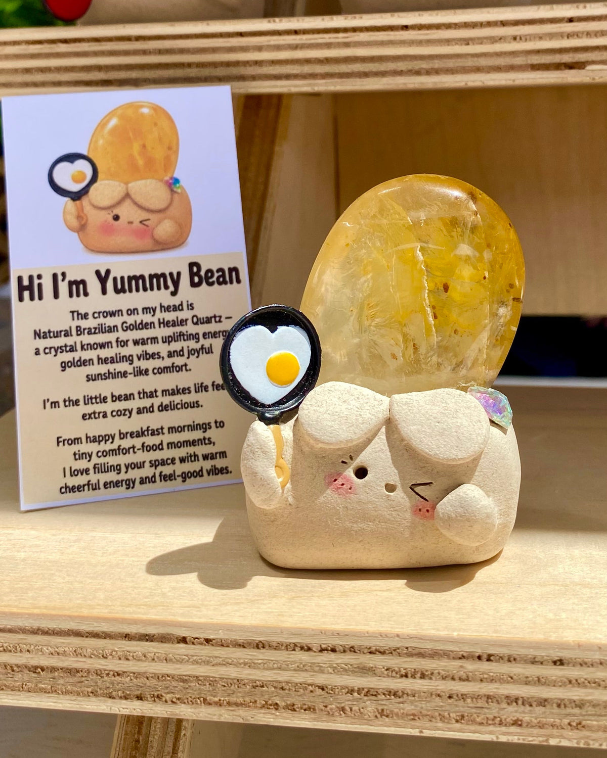 Little Yummy Bean – Handmade Golden Healer Quartz Crystal Figurine