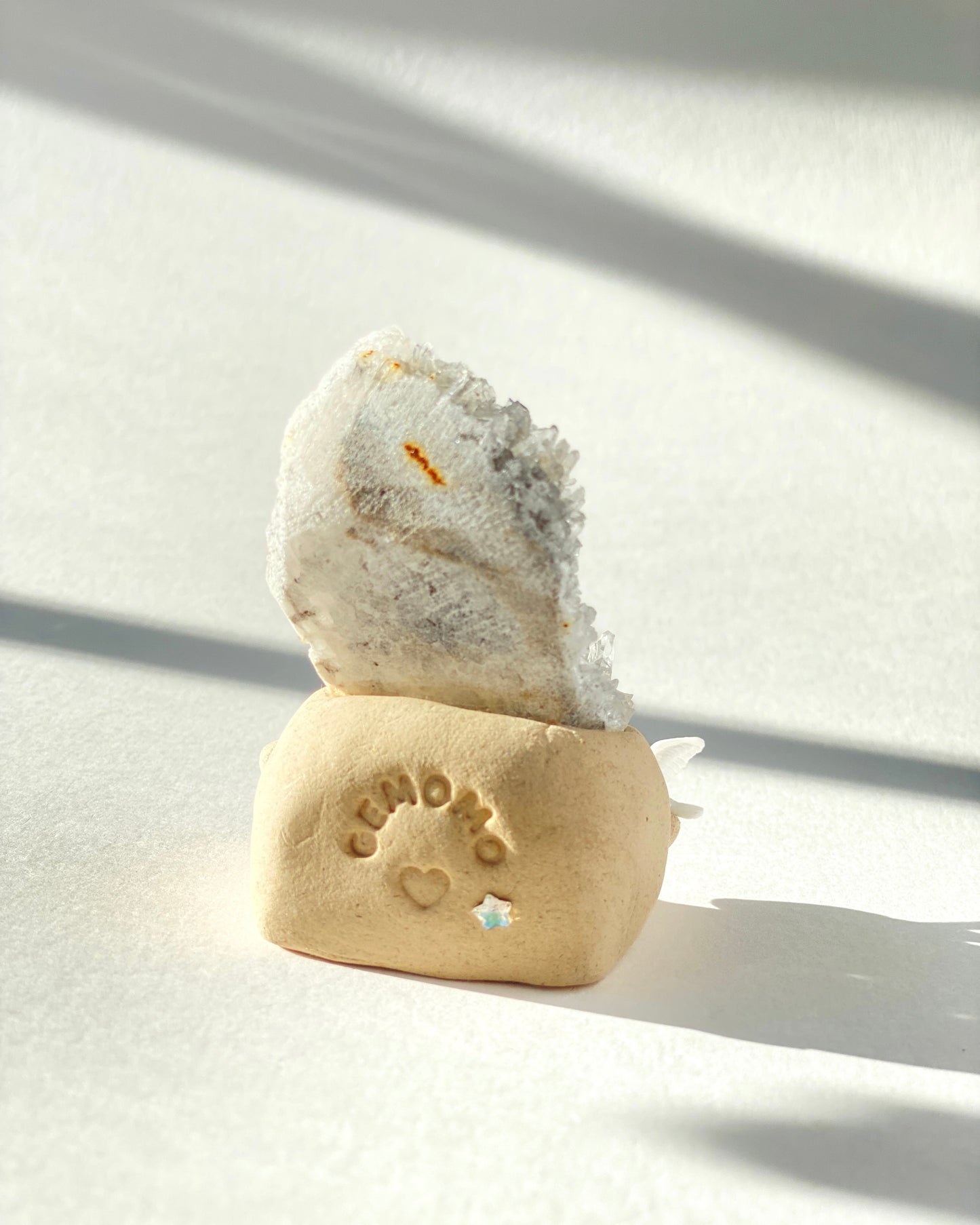 Peace Bean – Handmade Clear Quartz Crystal Cluster Figurine