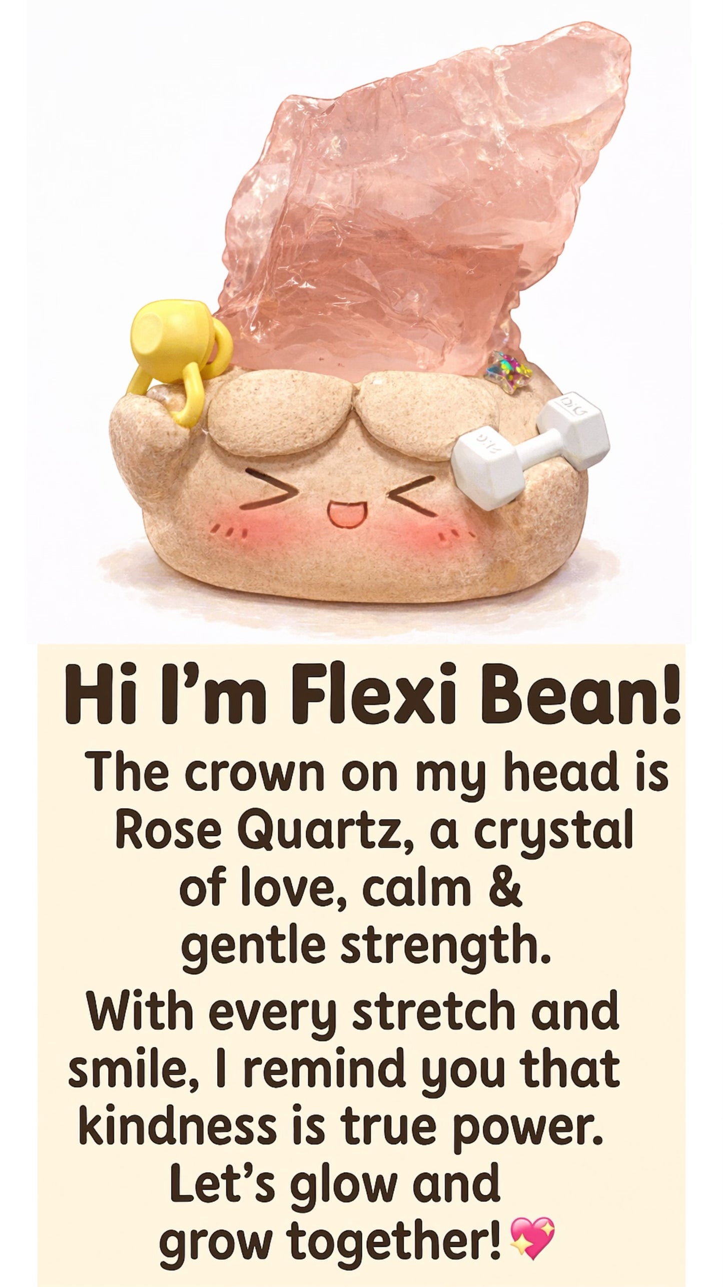 Flexi Bean – Handmade Rose Quartz Crystal Figurine