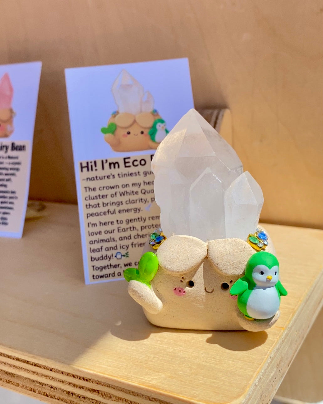 Little Eco Bean – Handmade Clear Quartz Cluster Crystal Figurine