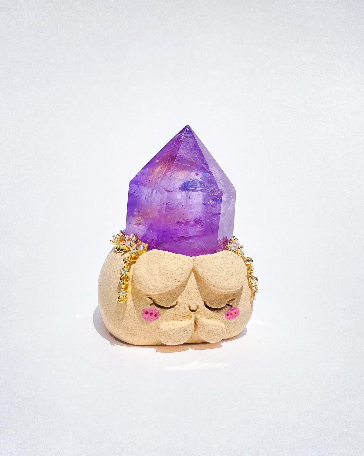 Little Calm Bean – Handmade Amethyst Points Crystal Figurine