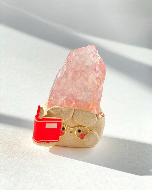 Luna Bean – Handmade Rose Quartz Crystal Figurine