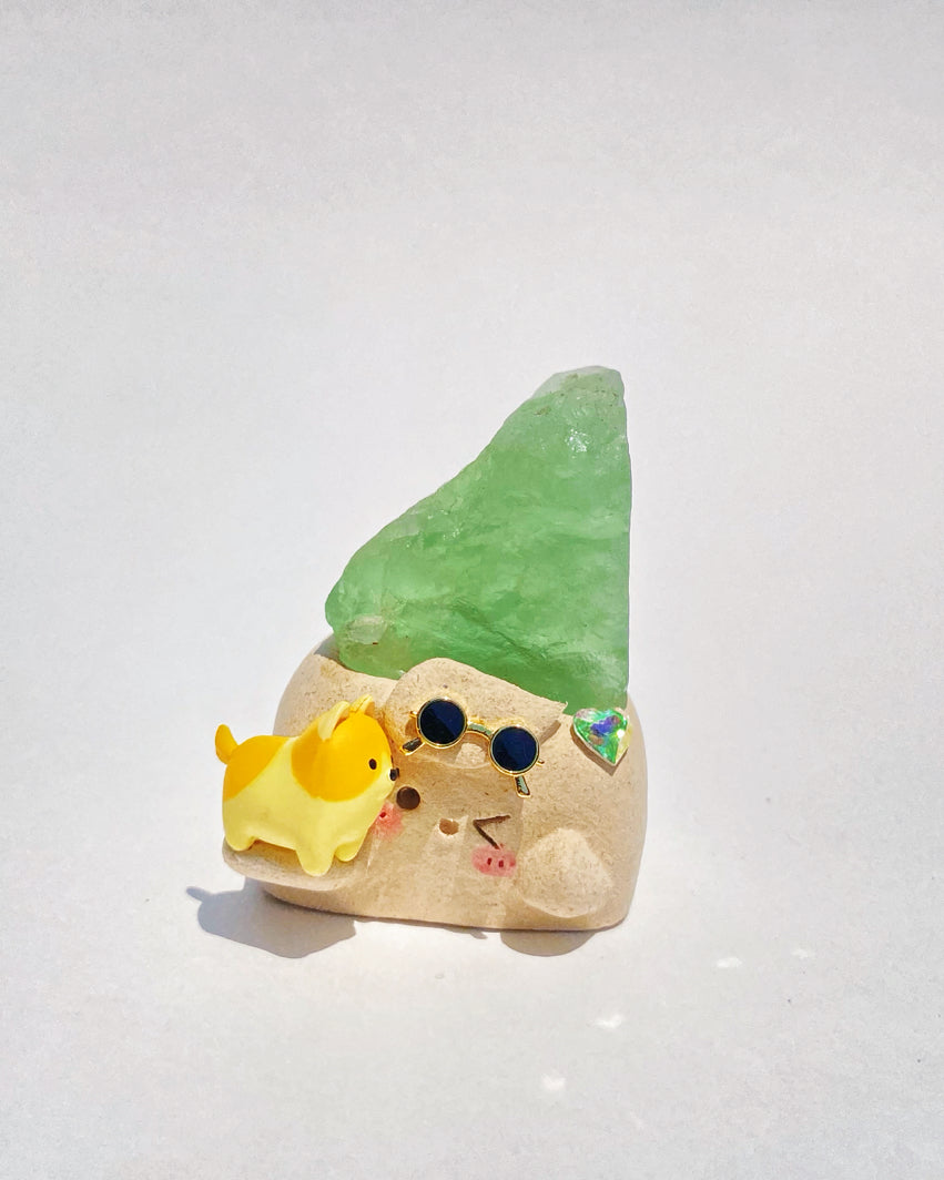 Little Puppy Bean – Handmade Green Fluorite Crystal Figurine
