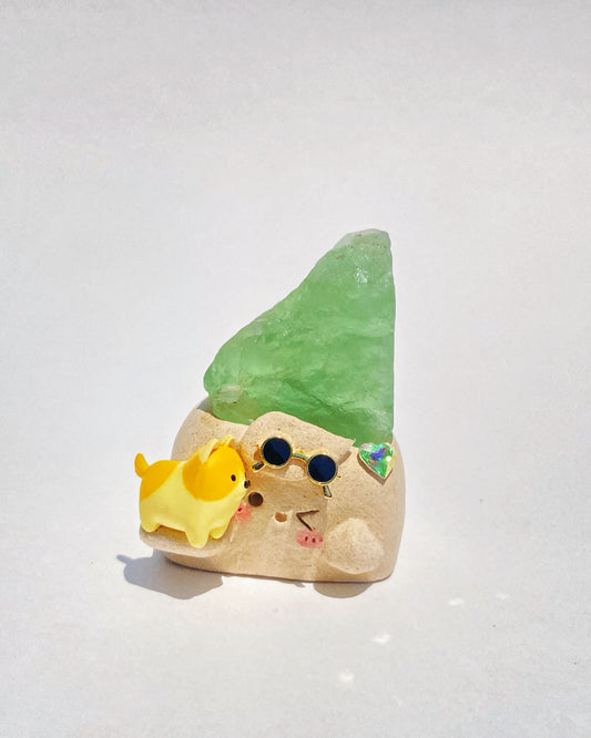 Little Puppy Bean – Handmade Green Fluorite Crystal Figurine
