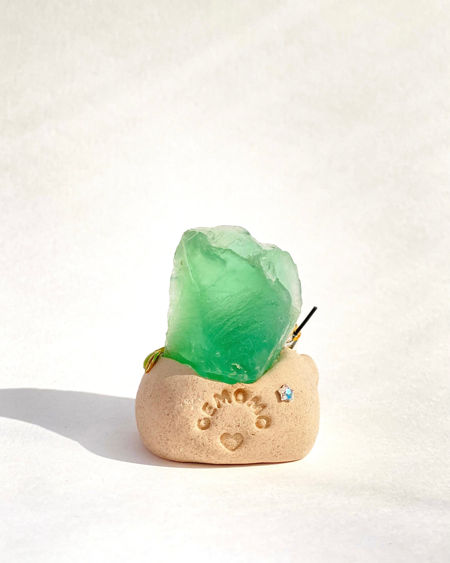 Zesty Bean – Handmade Green Fluorite Crystal Figurine