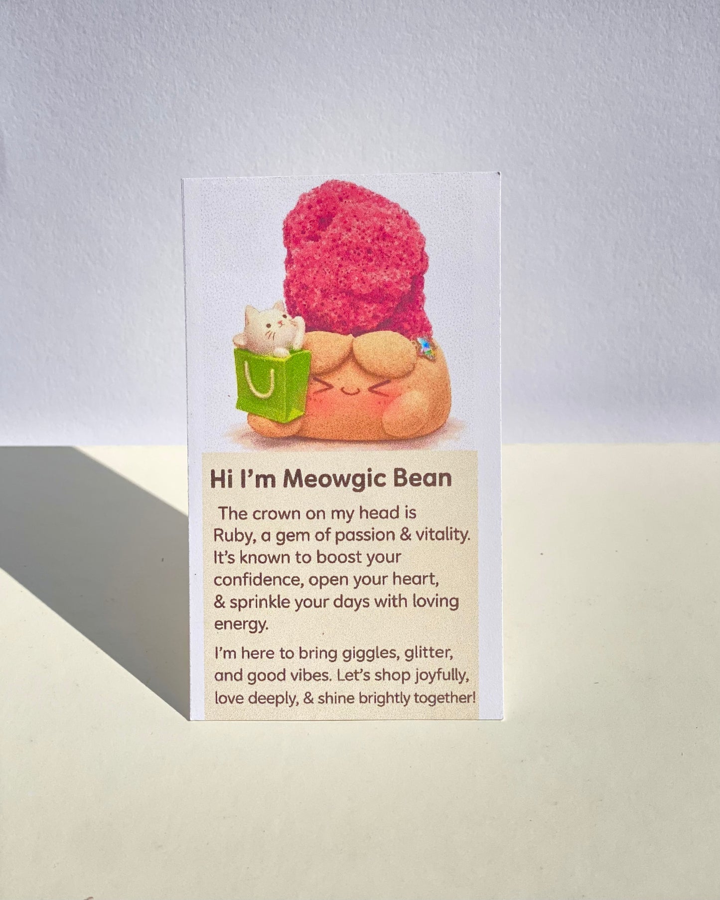 Meowgic Bean - Handmade Ruby Crystal Figurine