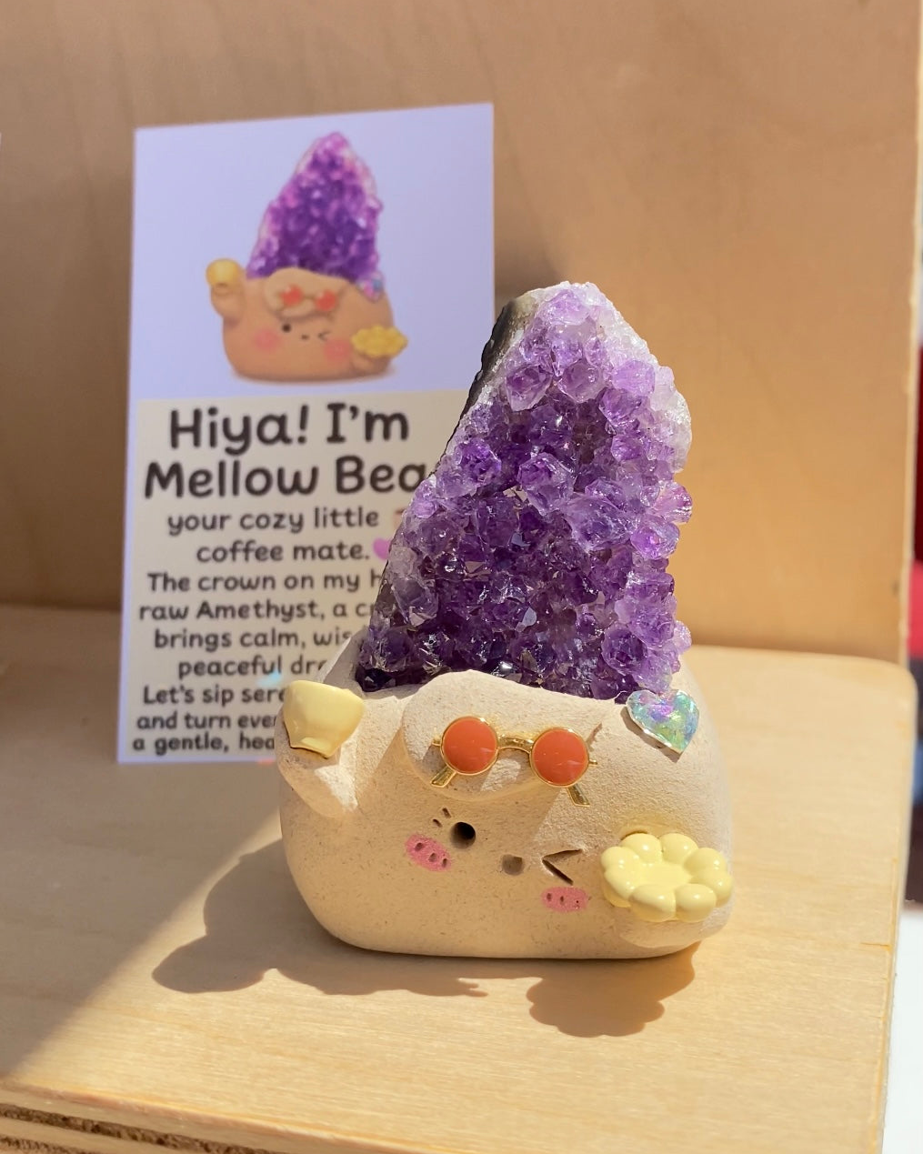 Little Mellow Bean – Handmade Amethyst Cluster Crystal Figurine
