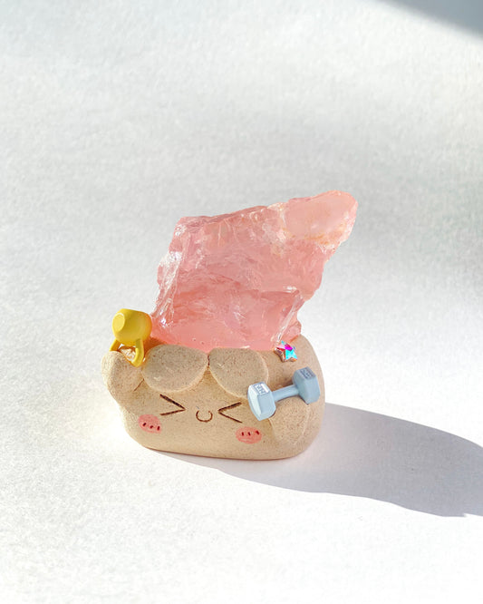 Flexi Bean – Handmade Rose Quartz Crystal Figurine