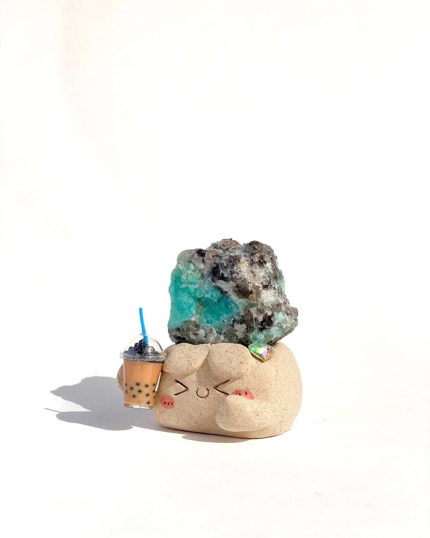 Boba Bean – Handmade Amazonite Crystal Figurine