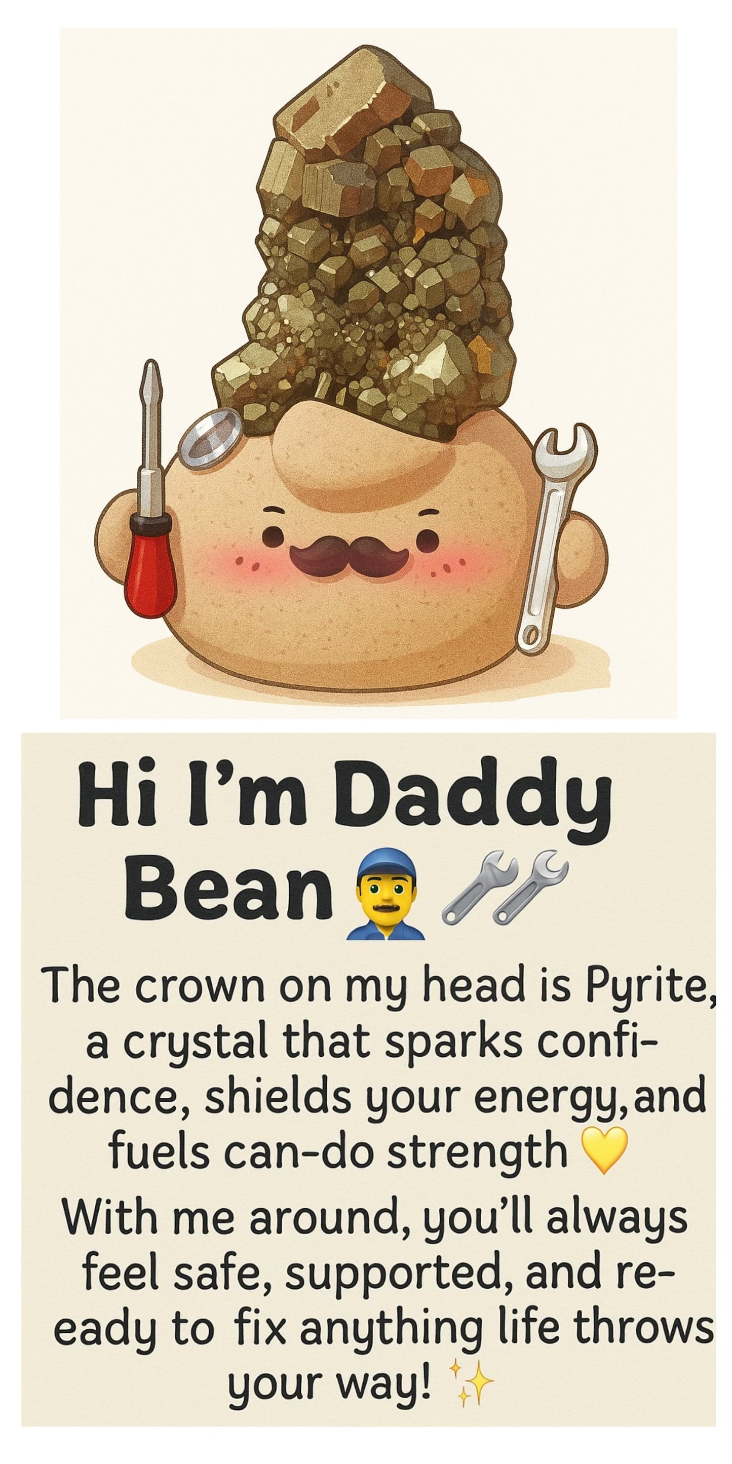 Daddy Bean – Handmade Pyrite Crystal Figurine