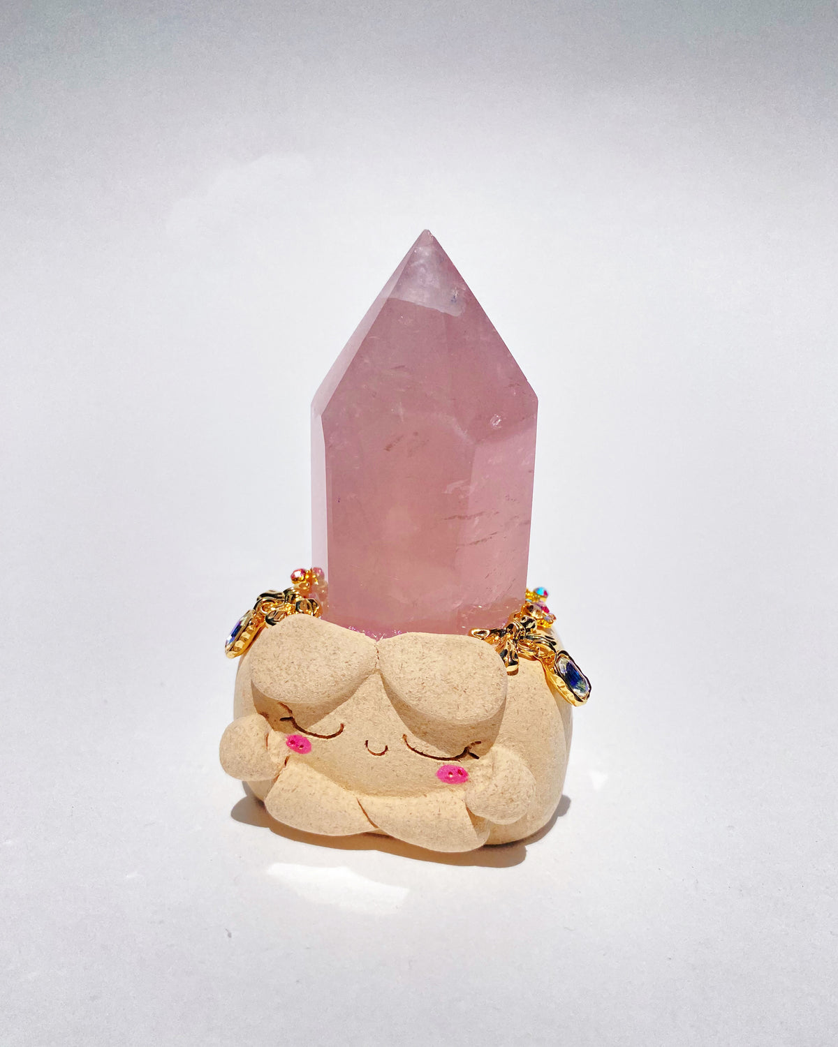Little Zen Bean – Handmade Rose Quartz Point Crystal Figurine