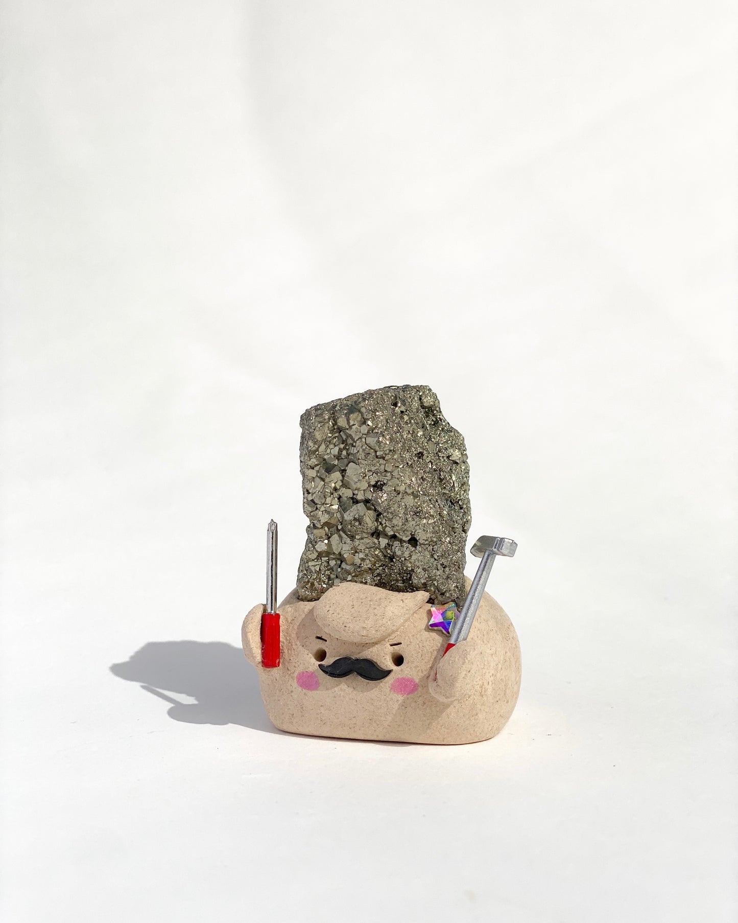 Daddy Bean – Handmade Pyrite Crystal Figurine