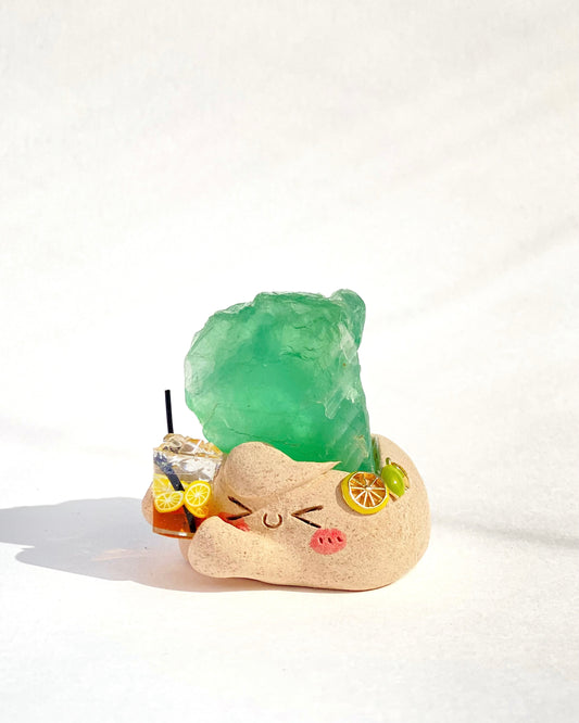 Zesty Bean – Handmade Green Fluorite Crystal Figurine