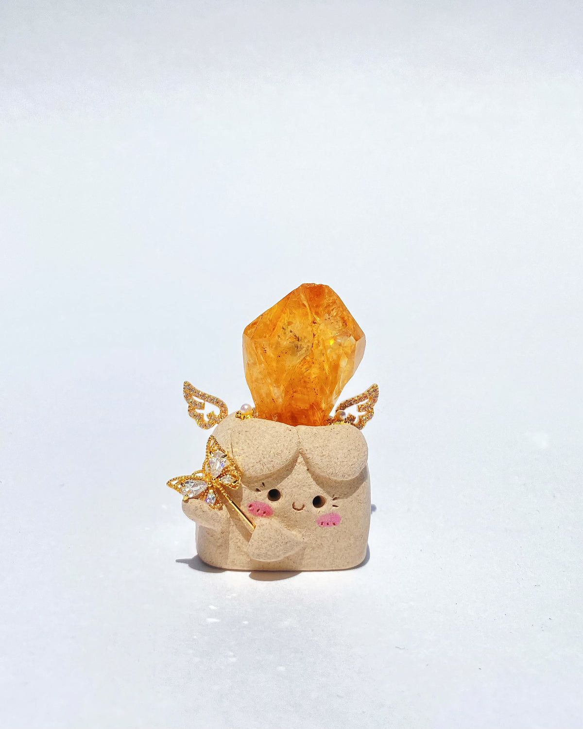 Little Angel Bean – Handmade Citrine Crystal Figurine