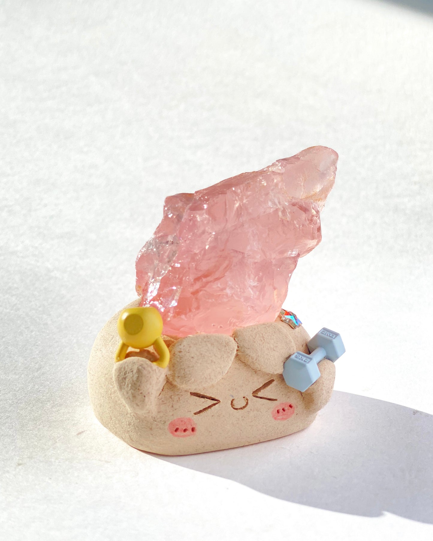 Flexi Bean – Handmade Rose Quartz Crystal Figurine